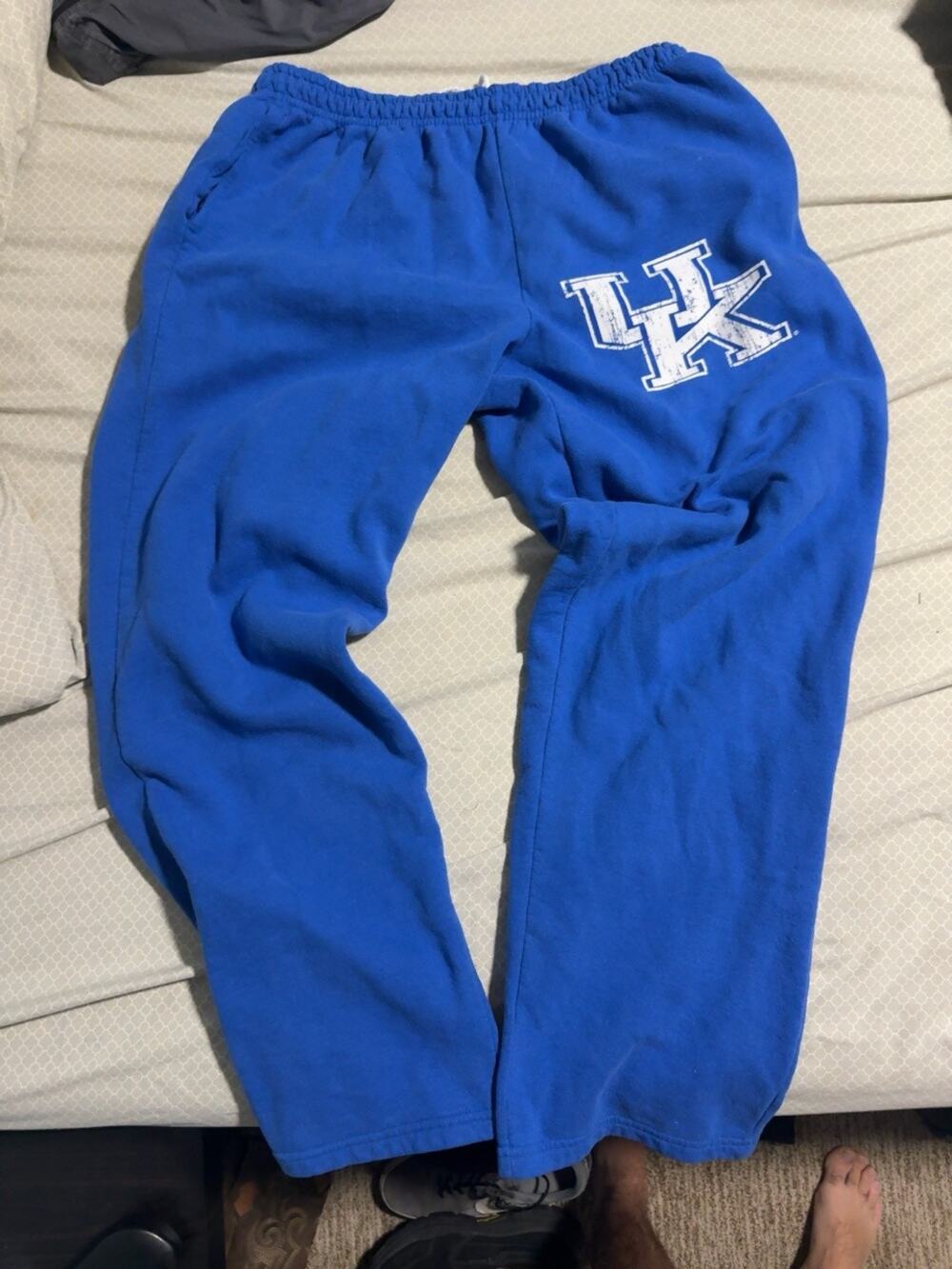 Gildan DryBlend UK Logo Blue Sweatpants Mens 2XL Drawstring Flaw